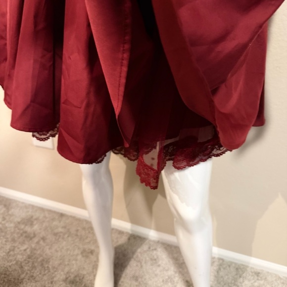 Shein Off-Shoulder Burgundy Dress with Lace Trim - Picture 6 of 10